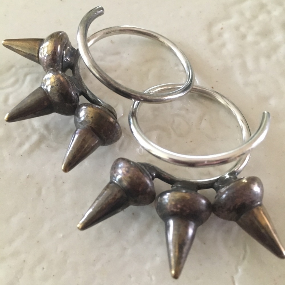 12g spiky brass & silver earrings / earweights